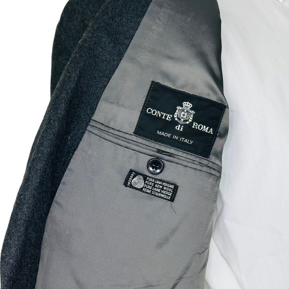 VTG CONTE Di ROMA Men's Sport Coat Blazer 100% Wool Gray 44R Italy - Picture 5 of 5